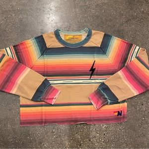 Aviator Nation Striped Crop Sweatshirt